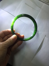 Load image into Gallery viewer, 62mm certified 100% Natural dark green/black round cut nephrite (碧玉) bangle HN66-9144
