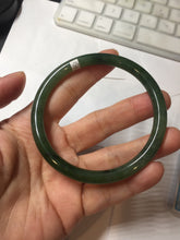 Load image into Gallery viewer, 60.3mm certified 100% Natural dark green/black round cut nephrite (碧玉)  bangle HN47-9151
