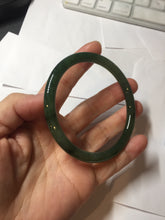 Load image into Gallery viewer, 60.3mm certified 100% Natural dark green/black round cut nephrite (碧玉)  bangle HN47-9151
