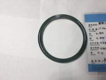 Load image into Gallery viewer, 61mm Certified Type A 100% Natural dark green/blue/gray Guatemala slim round cut Jadeite bangle PD175-2496
