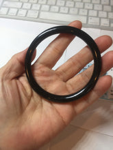 Load image into Gallery viewer, 62mm 100% Natural dark green/black meteorite Stellar Night sky slim round cut nephrite bangle HF111-1265
