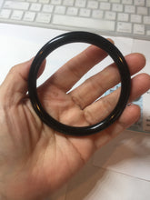 Load image into Gallery viewer, 62mm 100% Natural dark green/black meteorite Stellar Night sky slim round cut nephrite bangle HF111-1265
