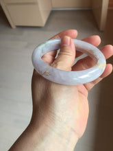 Load image into Gallery viewer, 58.5mm Certified 100% Natural type A icy watery green/light purple carved and golden-painted Jadeite Jade bangle PC72-(0855)
