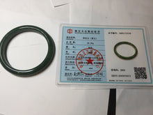 Load image into Gallery viewer, 59.5mm certified 100% Natural dark green/black nephrite (碧玉)  bangle HN48-0136
