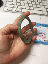Load image into Gallery viewer, 59mm Certified Type A 100% Natural green gray (油青) round cut jadeite Jade bangle PH261-7140
