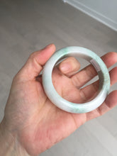 Load image into Gallery viewer, 54.5mm Certified 100% natural Type A sunny green/white chubby jadeite jade bangle BK96-0319
