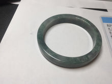 Load image into Gallery viewer, 58.5mm Certified Type A 100% Natural Dark Green Purple Gray Monet's Pond Square Jadeite Jade Bangle PF85-7521
