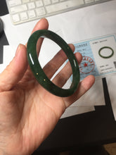 Load image into Gallery viewer, 59.5mm certified 100% Natural dark green/black nephrite (碧玉)  bangle HN48-0136
