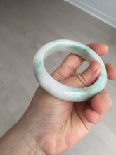 Load image into Gallery viewer, 54.5mm Certified 100% natural Type A sunny green/white chubby jadeite jade bangle BK96-0319
