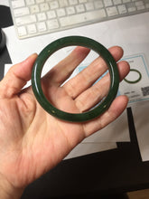 Load image into Gallery viewer, 59.5mm certified 100% Natural dark green/black nephrite (碧玉)  bangle HN48-0136

