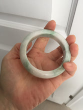 Load image into Gallery viewer, 54.5mm Certified 100% natural Type A sunny green/white chubby jadeite jade bangle BK96-0319
