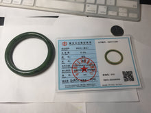 Load image into Gallery viewer, 59mm certified 100% Natural dark green black (碧玉) round cut nephrite Jade bangle HT107-1580
