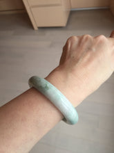 Load image into Gallery viewer, 54.5mm Certified 100% natural Type A sunny green/white chubby jadeite jade bangle BK96-0319
