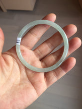Load image into Gallery viewer, 57mm Certified Type A 100% Natural icy watery white/light green flat slim Jadeite Jade bangle BG222-8572
