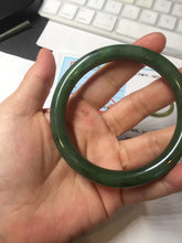 Load image into Gallery viewer, 59mm certified 100% Natural dark green black (碧玉) round cut nephrite Jade bangle HT107-1580
