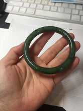 Load image into Gallery viewer, 59mm certified 100% Natural dark green black (碧玉) round cut nephrite Jade bangle HT107-1580
