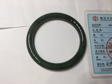 Load image into Gallery viewer, 60.6mm certified 100% Natural dark green/black nephrite (碧玉)  bangle HN49-1582
