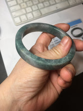 Load image into Gallery viewer, 58.5mm Certified Type A 100% Natural Dark Green Purple Gray Monet's Pond Square Jadeite Jade Bangle PF85-7521
