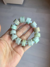 Load image into Gallery viewer, AllaboutjadeCanada.com only 54–58mm 100% Natural Type A light Green, yellow, purple, brown &amp; Gray Jadeite Cylinder Bead Bracelet PC245 add on item.
