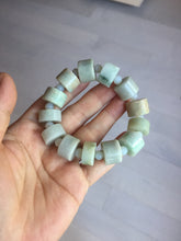 Load image into Gallery viewer, AllaboutjadeCanada.com only 54–58mm 100% Natural Type A light Green, yellow, purple, brown &amp; Gray Jadeite Cylinder Bead Bracelet PC245 add on item.
