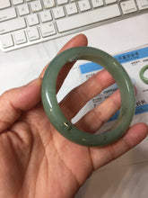 Load image into Gallery viewer, 57.1mm Certified Type A 100% Natural Oily Dark Green Gray Black(油青) Jadeite Jade Bangle PH262-7158
