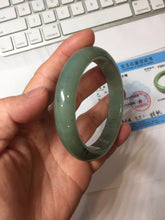 Load image into Gallery viewer, 57.1mm Certified Type A 100% Natural Oily Dark Green Gray Black(油青) Jadeite Jade Bangle PH262-7158
