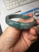 Load image into Gallery viewer, 58.5mm Certified Type A 100% Natural Dark Green Purple Gray Monet's Pond Square Jadeite Jade Bangle PF85-7521
