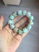 Load image into Gallery viewer, AllaboutjadeCanada.com only 54–58mm 100% Natural Type A light Green, yellow, purple, brown &amp; Gray Jadeite Cylinder Bead Bracelet PC245 add on item.
