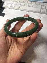 Load image into Gallery viewer, 59mm certified 100% Natural dark green black (碧玉) round cut nephrite Jade bangle HT107-1580
