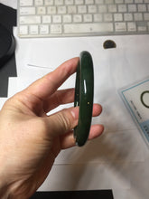 Load image into Gallery viewer, 60.6mm certified 100% Natural dark green/black nephrite (碧玉)  bangle HN49-1582
