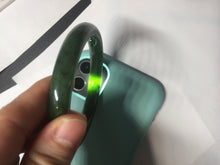 Load image into Gallery viewer, 59mm certified 100% Natural dark green black (碧玉) round cut nephrite Jade bangle HT107-1580
