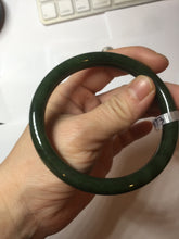Load image into Gallery viewer, 61mm certified 100% Natural dark green/black nephrite (碧玉) bangle HN69-1573
