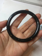 Load image into Gallery viewer, 61.4mm certified 100% Natural dark green/black meteorite Stellar Night sky slim round cut nephrite bangle HF114-1255
