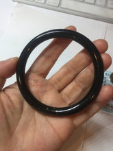 Load image into Gallery viewer, 61.4mm certified 100% Natural dark green/black meteorite Stellar Night sky slim round cut nephrite bangle HF114-1255
