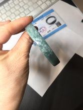 Load image into Gallery viewer, 58.5mm Certified Type A 100% Natural Dark Green Purple Gray Monet's Pond Square Jadeite Jade Bangle PF85-7521
