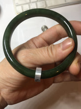Load image into Gallery viewer, 61mm certified 100% Natural dark green/black nephrite (碧玉) bangle HN69-1573
