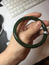 Load image into Gallery viewer, 61mm certified 100% Natural dark green/black nephrite (碧玉) bangle HN69-1573
