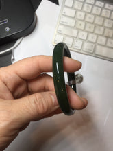 Load image into Gallery viewer, 61mm certified 100% Natural dark green/black nephrite (碧玉) bangle HN69-1573
