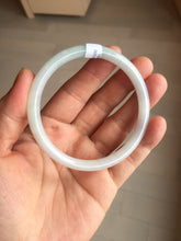 Load image into Gallery viewer, 56.8mm certified Type A 100% Natural light green/white/purple slim round cut Jadeite Jade bangle E135-3951
