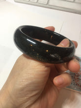 Load image into Gallery viewer, 60mm 100% Natural dark green/black meteorite Stellar Night sky broad style nephrite Jade bangle HF115-1247
