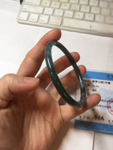 Load image into Gallery viewer, 59.5mm Certified Type A 100% Natural dark green/blue/gray Guatemala slim round cut Jadeite bangle PD177-2483
