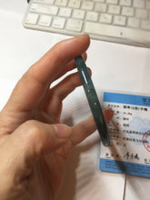 Load image into Gallery viewer, 59.5mm Certified Type A 100% Natural dark green/blue/gray Guatemala slim round cut Jadeite bangle PD177-2483
