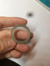 Load image into Gallery viewer, 22mm size12 3/4 100% natural type A icy watery light green/gray jadeite jade band ring AZ96

