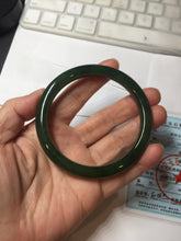 Load image into Gallery viewer, 59.3mm certified 100% Natural dark green/black nephrite (碧玉)  bangle HN50-0137
