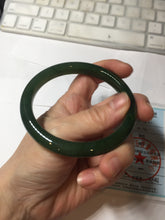 Load image into Gallery viewer, 59.3mm certified 100% Natural dark green/black nephrite (碧玉)  bangle HN50-0137
