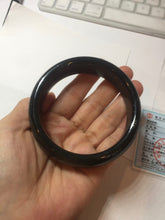 Load image into Gallery viewer, 60mm 100% Natural dark green/black meteorite Stellar Night sky broad style nephrite Jade bangle HF115-1247
