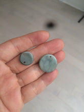 Load image into Gallery viewer, 100% natural  icy watery dark green/gray jadeite jade safe and sound couple pendant pair BG4
