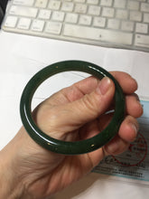 Load image into Gallery viewer, 59.3mm certified 100% Natural dark green/black nephrite (碧玉)  bangle HN50-0137
