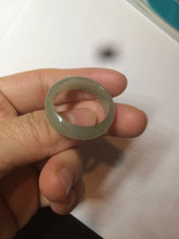 Load image into Gallery viewer, 22mm size12 3/4 100% natural type A icy watery light green/gray jadeite jade band ring AZ96
