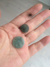 Load image into Gallery viewer, 100% natural  icy watery dark green/gray jadeite jade safe and sound couple pendant pair BG4
